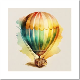 Vintage hot air baloon Posters and Art